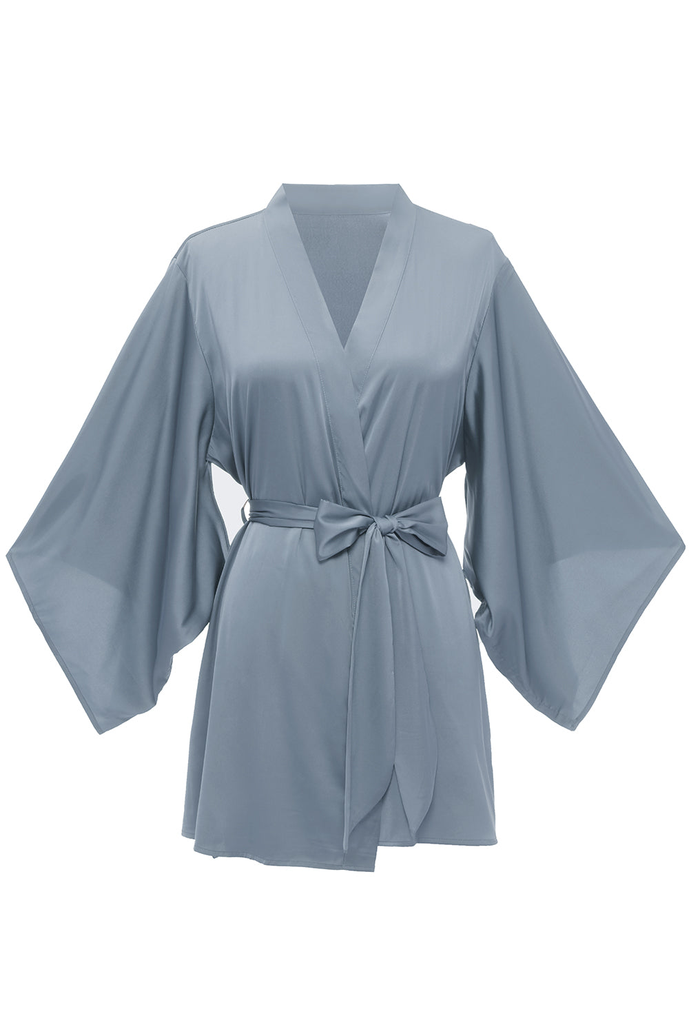 Grey Blue Solid Bridesmaid Robe