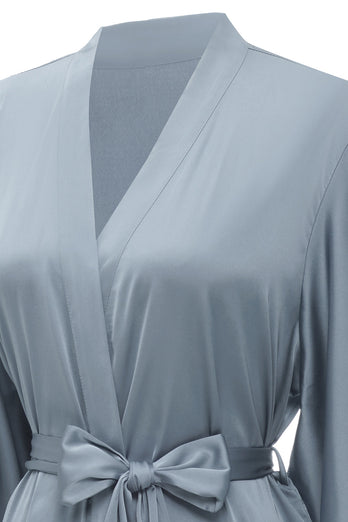 Grey Blue Solid Bridesmaid Robe