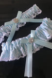 Light Blue Lace Beaded Wedding Garter Belt Set