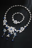 Load image into Gallery viewer, Royal Blue Flower Bracelet Necklace Jewelry Set