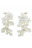 White Flower Drop Earrings