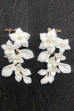 White Flower Drop Earrings