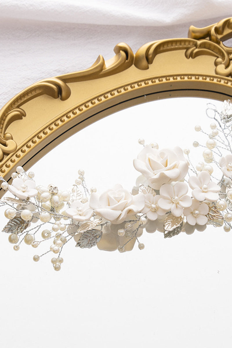 Load image into Gallery viewer, White Flowers Pearl Headband