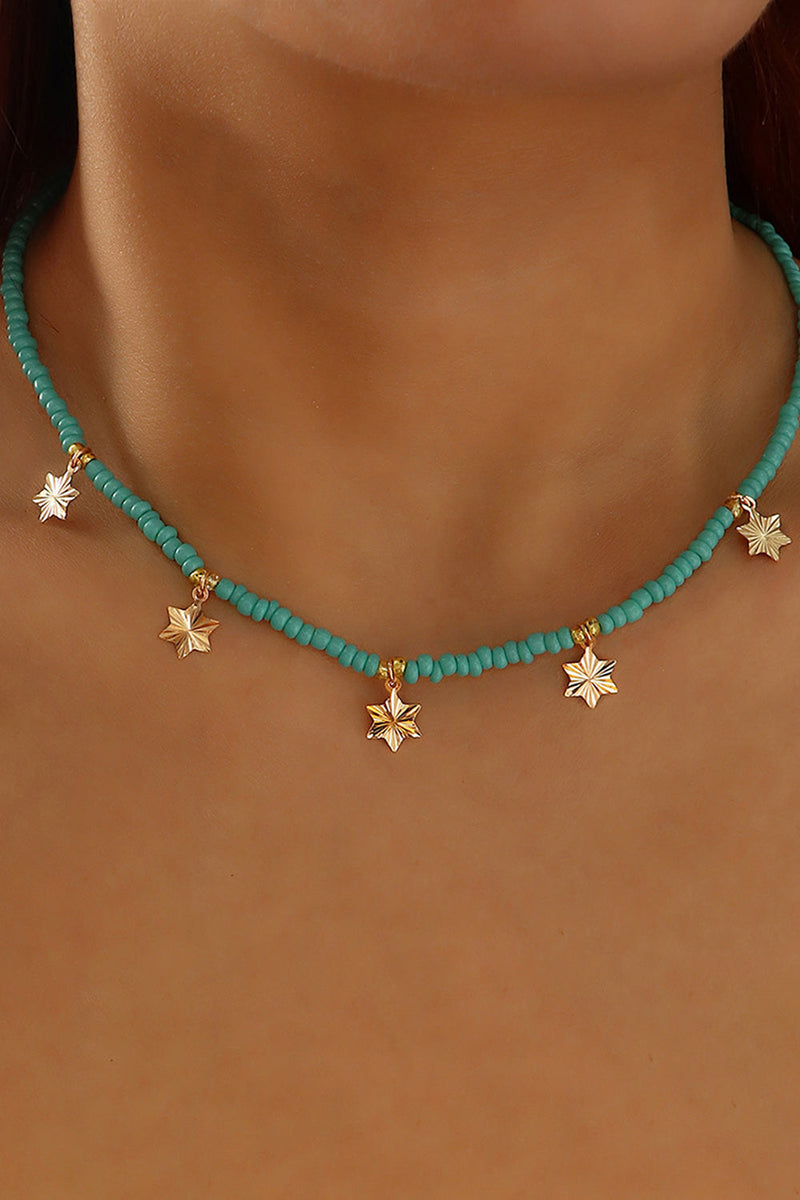 Load image into Gallery viewer, Blue Boho Style Necklace With Stars