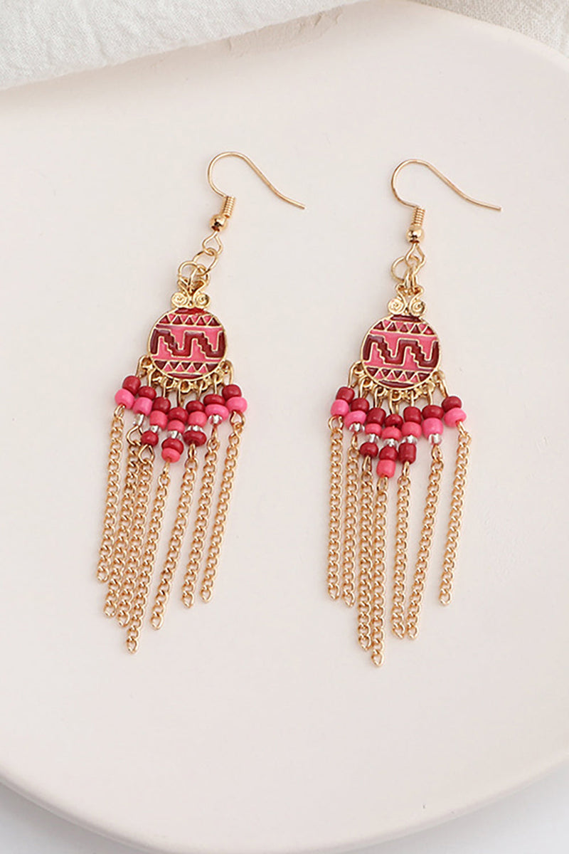 Load image into Gallery viewer, Pink Boho Style Drop Earrings