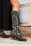 Black Boho Style High Boots