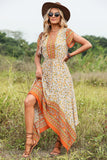 Floral Print V-neck Maxi Summer Dress