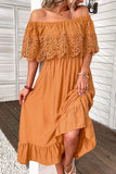 Orange Hollow Out Maxi Boho Dress