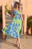 Yellow Floral Boho Maxi Summer Dress