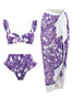 Load image into Gallery viewer, 3 Piece Blue Printed Bikini Set Tie Beach Dress