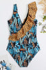 Load image into Gallery viewer, Blue Printed One Piece Swimwear with Ruffles