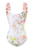 Load image into Gallery viewer, Blue Printed High Waist One Piece Swimwear with Flowers