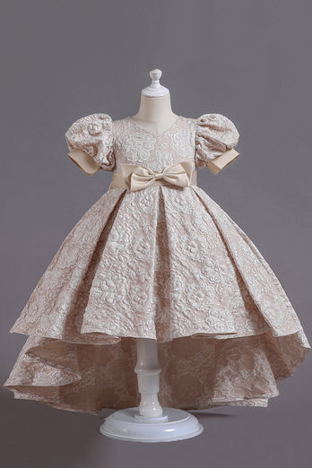 White A Line Girls' Dress With Bow