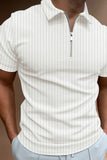 White Men's Regular-Fit Casual Polo Shirt with Short Sleeves