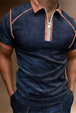 Dark Blue Classic Men's Polo Shirt with Short Sleeves