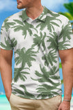 Short Sleeves Men's Polo Shirt with Green Print