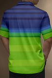 Stripe Green Men's Polo Shirt with Short Sleeves