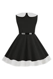 Black Jewel Neck Sleeveless 50's Girls Dress