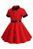 Load image into Gallery viewer, Red Jewel Neck Vintage Girl Dresses