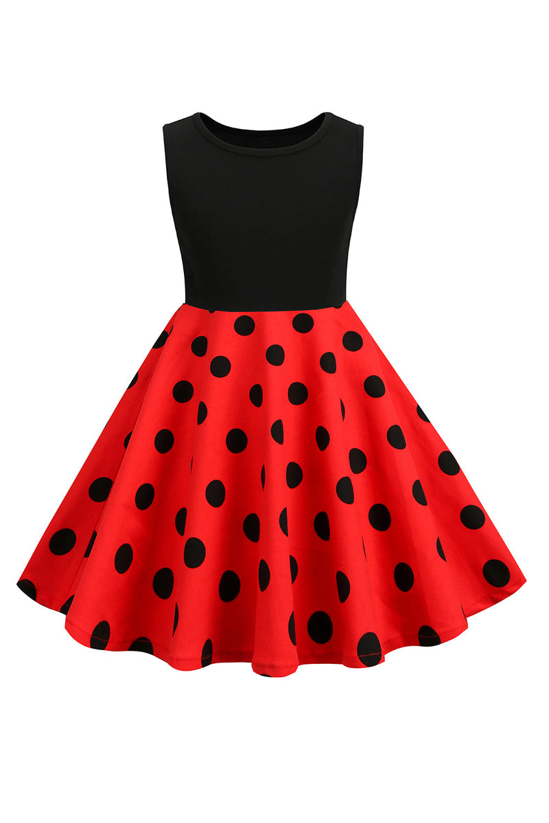 Load image into Gallery viewer, White Polka Dots Sleeveless Vintage Girl Dresses