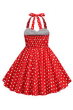 Red Halter Polka Dots 50's Girls Dress