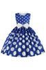 Load image into Gallery viewer, Dark Blue Polka Dots Girls&#39; Dress with Bowknot