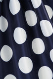 Dark Blue Polka Dots Girls' Dress with Bowknot