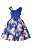 Floral Purple Sleeveless Girls' Party Dress