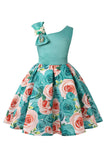Floral Purple Sleeveless Girls' Party Dress