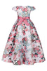 Load image into Gallery viewer, Blush Print Floral Long Girls&#39; Dress with Bowknot