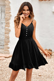 Black Spaghetti Straps A Line Summer Dress