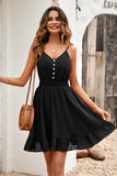 Black Spaghetti Straps A Line Summer Dress