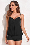 Two Piece Spaghetti Straps Black Swimwear