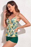 Two Piece Green Printed Swimsuit