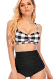 Plaid Halter Two Piece Swimwear