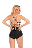 Plaid Halter Two Piece Swimwear