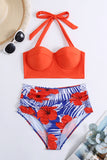 Halter Dark Blue Swimwear Two Piece Set