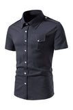 Black Slim Fit Short Sleeves Tops for Men