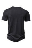 Button Black Summer Short Sleeves Tops for Men