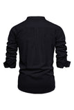 Long Sleeves Black Casual Men's Shirt