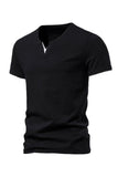 Black V-neck Short Sleeves Summer Men's Tops