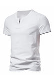 Black V-neck Short Sleeves Summer Men's Tops