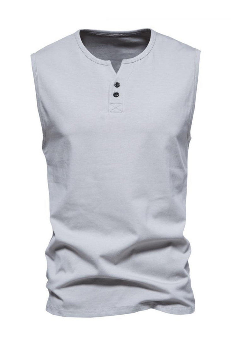 Load image into Gallery viewer, Summer Sleeveless Buttons Men&#39;s T-shirt
