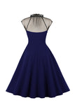 Black A Line Vintage 1950s Dress with Buttons