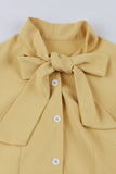 Yellow Solid Swing 1950s Dress with Bow