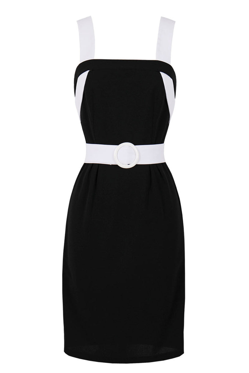 Load image into Gallery viewer, Square Neck Black Bodycon 1960s Dress