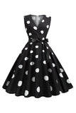 Light Blue Polka Dots Vintage 1950s Dress