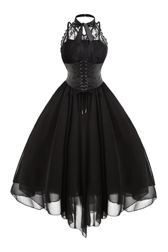 Black Chiffon Vintage Halloween Dress