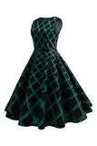 Swing Green Plaid 1950s Dress