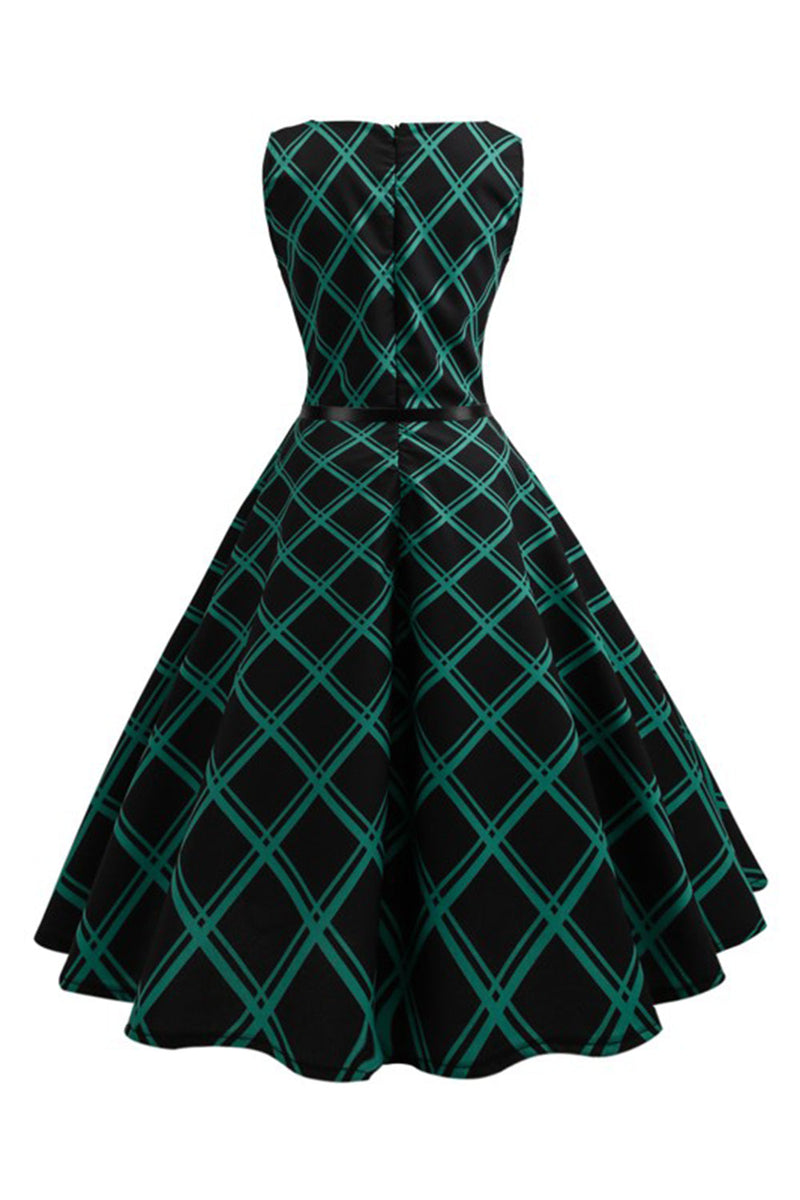 Load image into Gallery viewer, Swing Green Plaid 1950s Dress